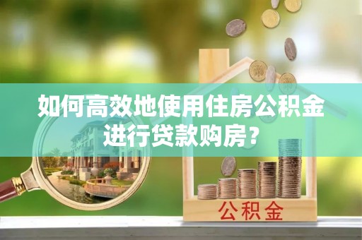 靖西如何高效地使用住房公积金进行贷款购房？